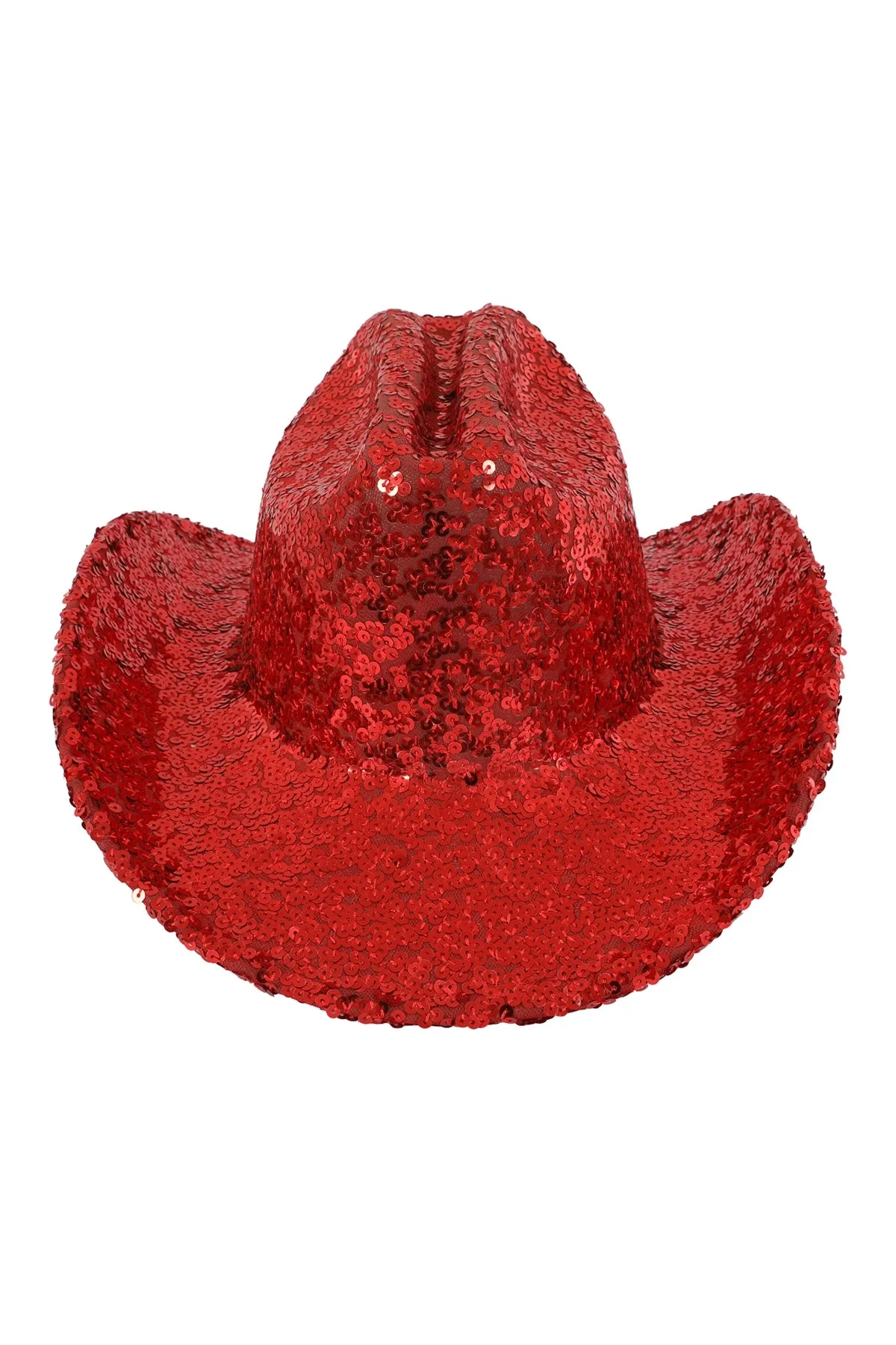 Glitter Solid Color Fedora Cowboy Hat Red  - Pack of 6
