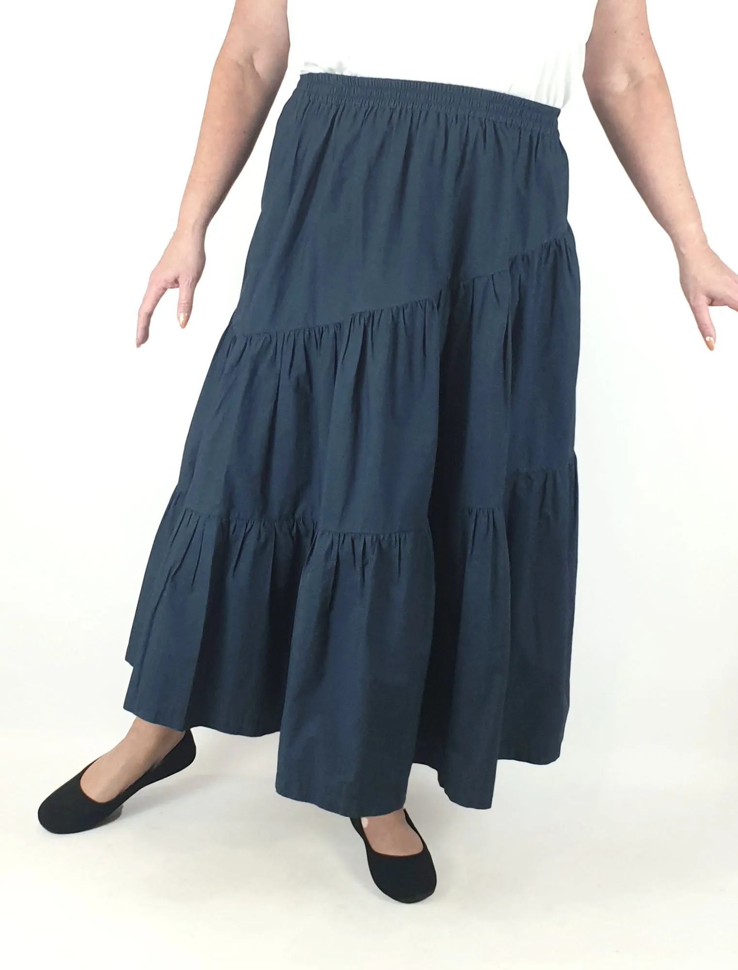 Gorman navy asymmetrical tiered skirt size 16