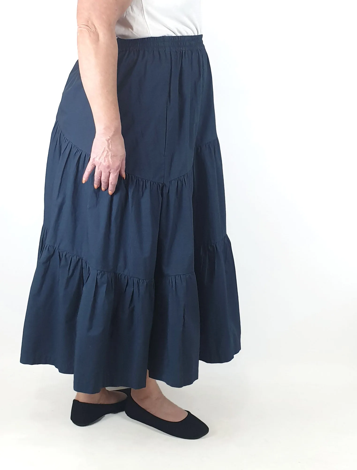 Gorman navy asymmetrical tiered skirt size 16