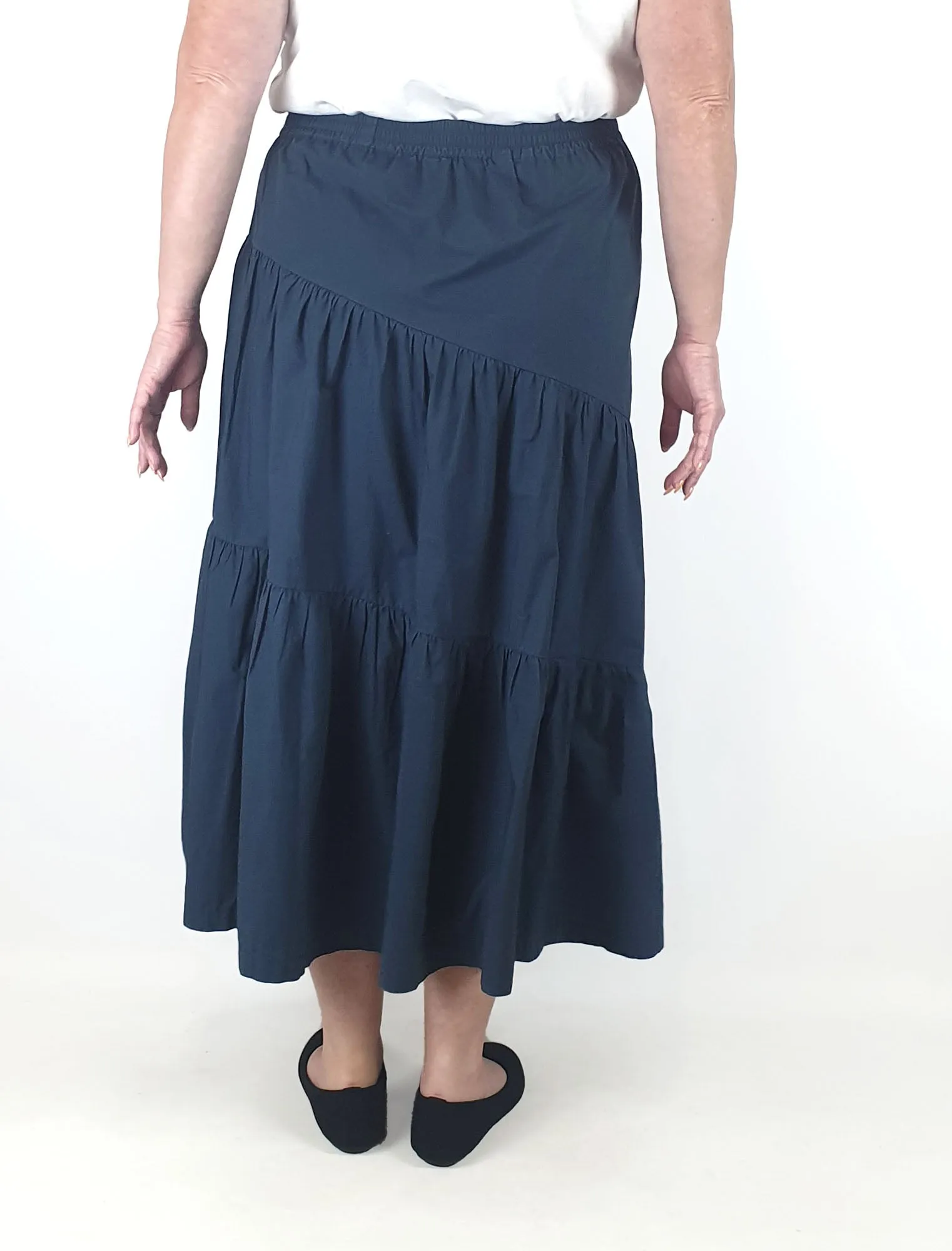 Gorman navy asymmetrical tiered skirt size 16