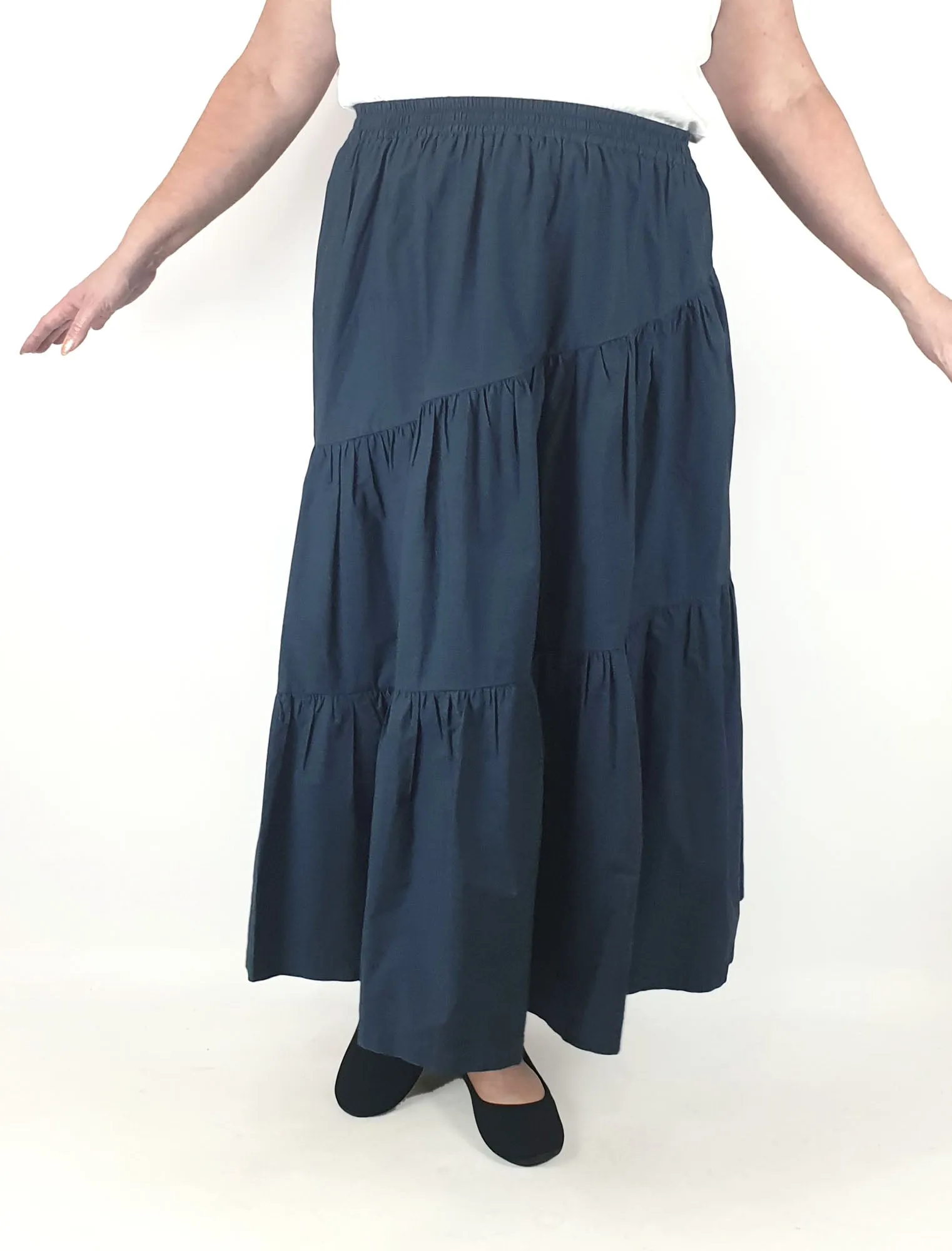 Gorman navy asymmetrical tiered skirt size 16