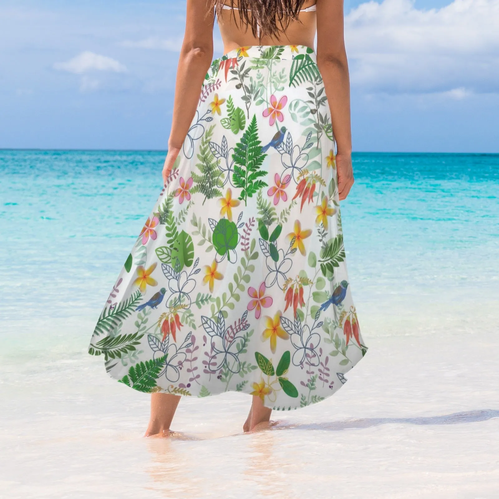 Graphic Floral Semi Sheer Coverup up to 5 XL