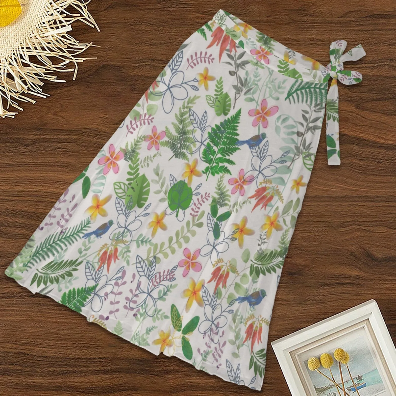 Graphic Floral Semi Sheer Coverup up to 5 XL