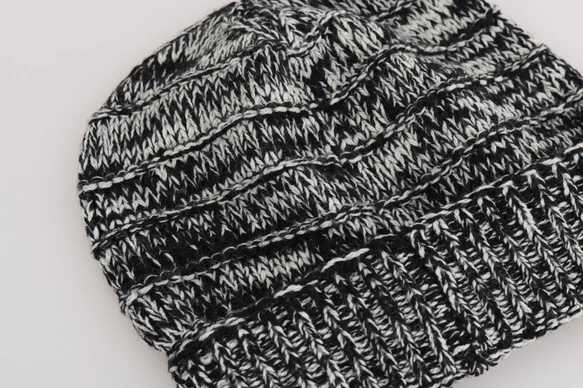 Gray White Wool Winter Beanie