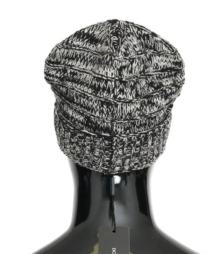 Gray White Wool Winter Beanie
