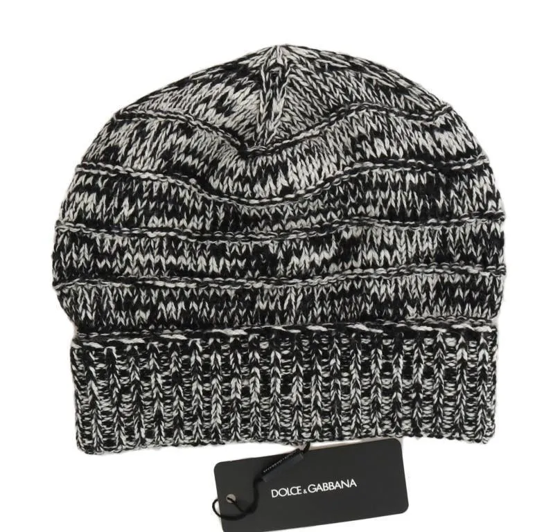 Gray White Wool Winter Beanie