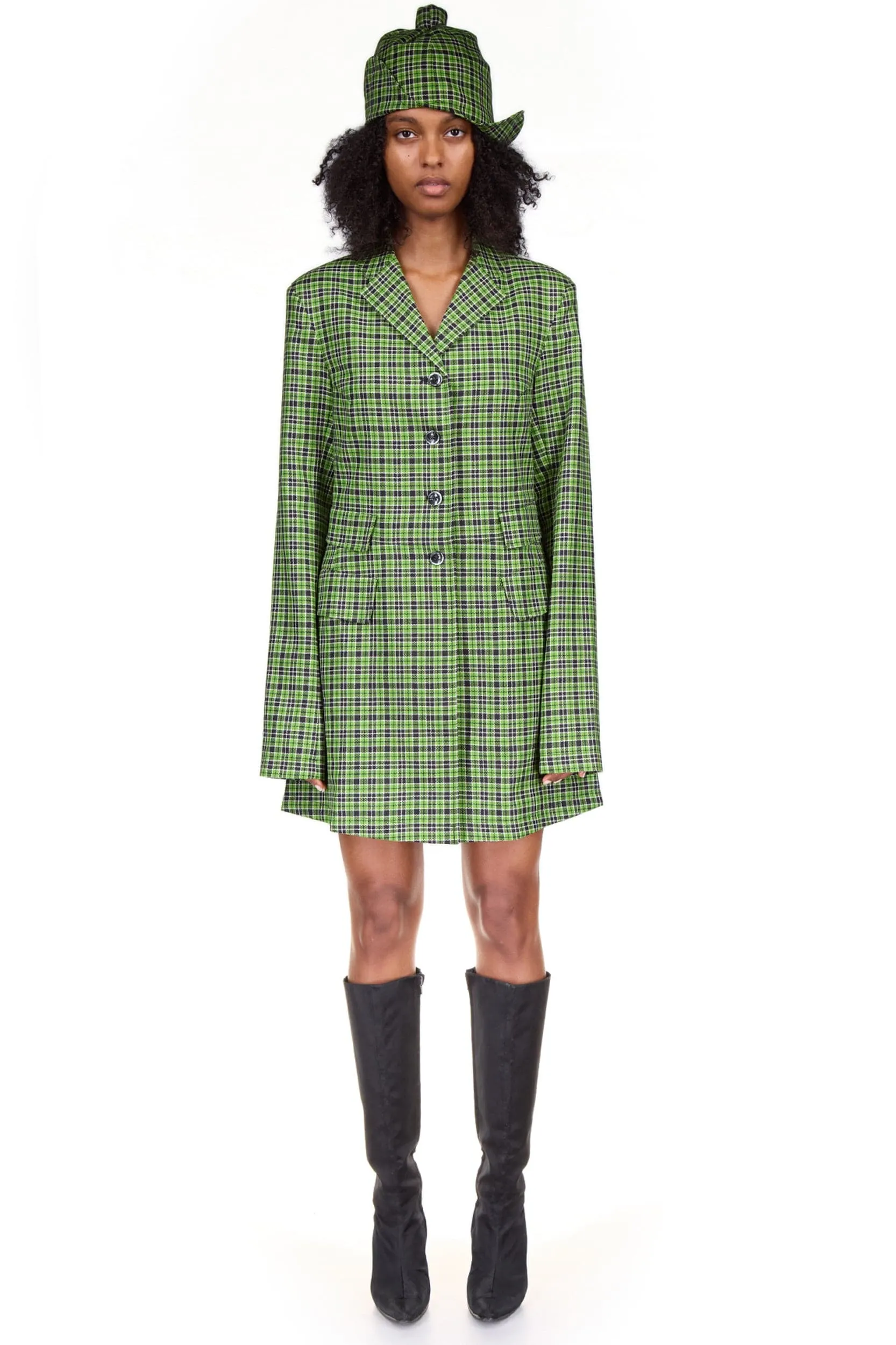 Green Tartan Brushed Wool Hat
