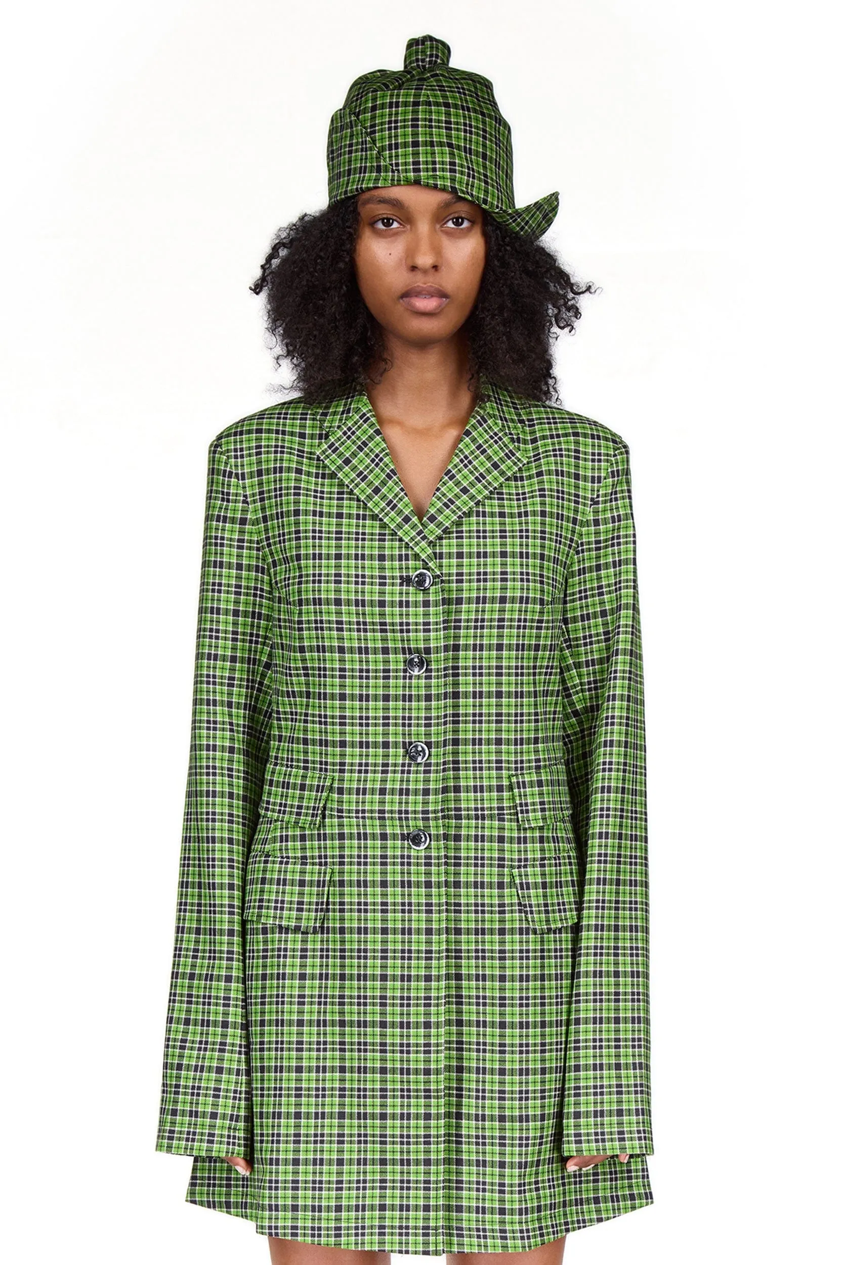 Green Tartan Brushed Wool Hat