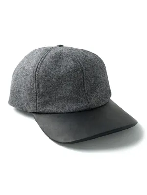 Grey Wool Leather Ball Cap