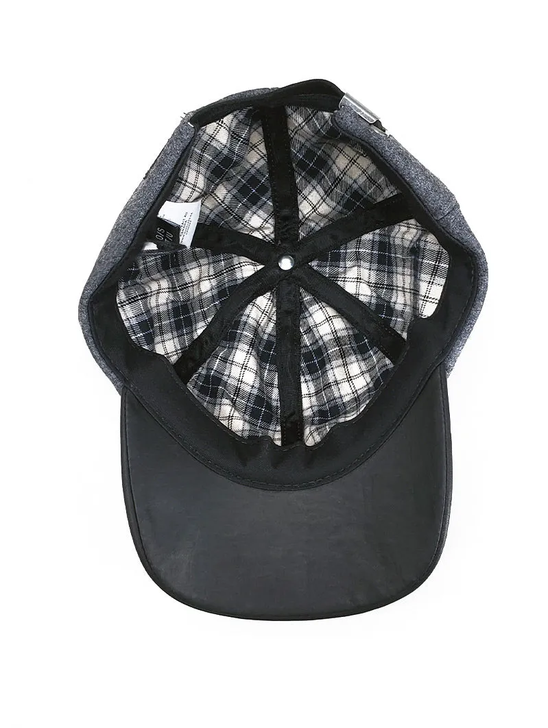 Grey Wool Leather Ball Cap