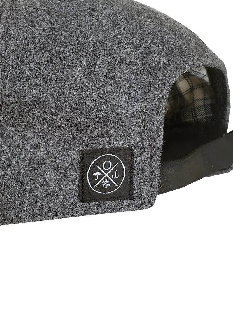 Grey Wool Leather Ball Cap