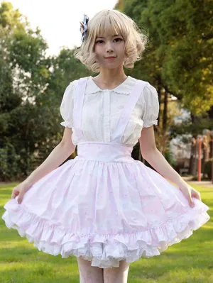 Harajuku Fashion Lolita SK Angel Beats Ruffles Pink Floral Print Lolita Skirts