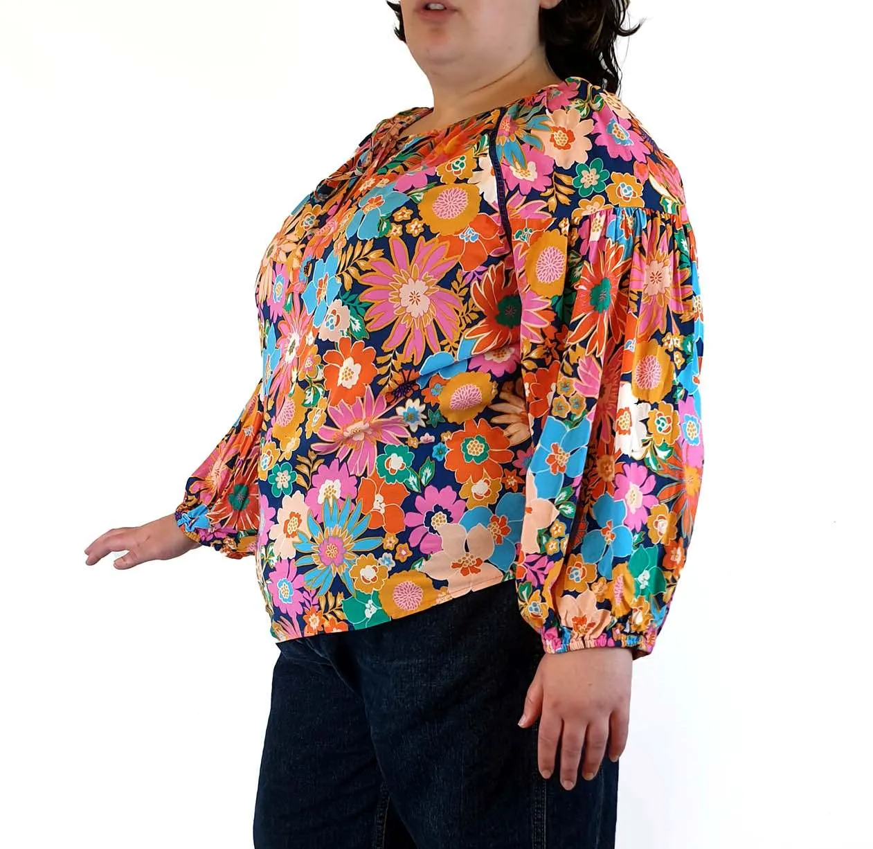 Henry Oscar floral print long sleeve top fits size 20-22