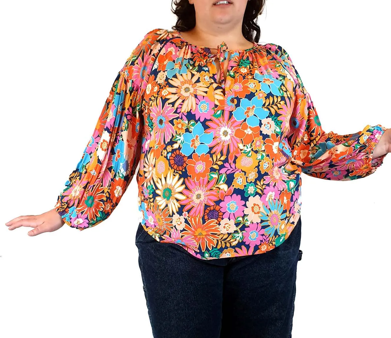 Henry Oscar floral print long sleeve top fits size 20-22
