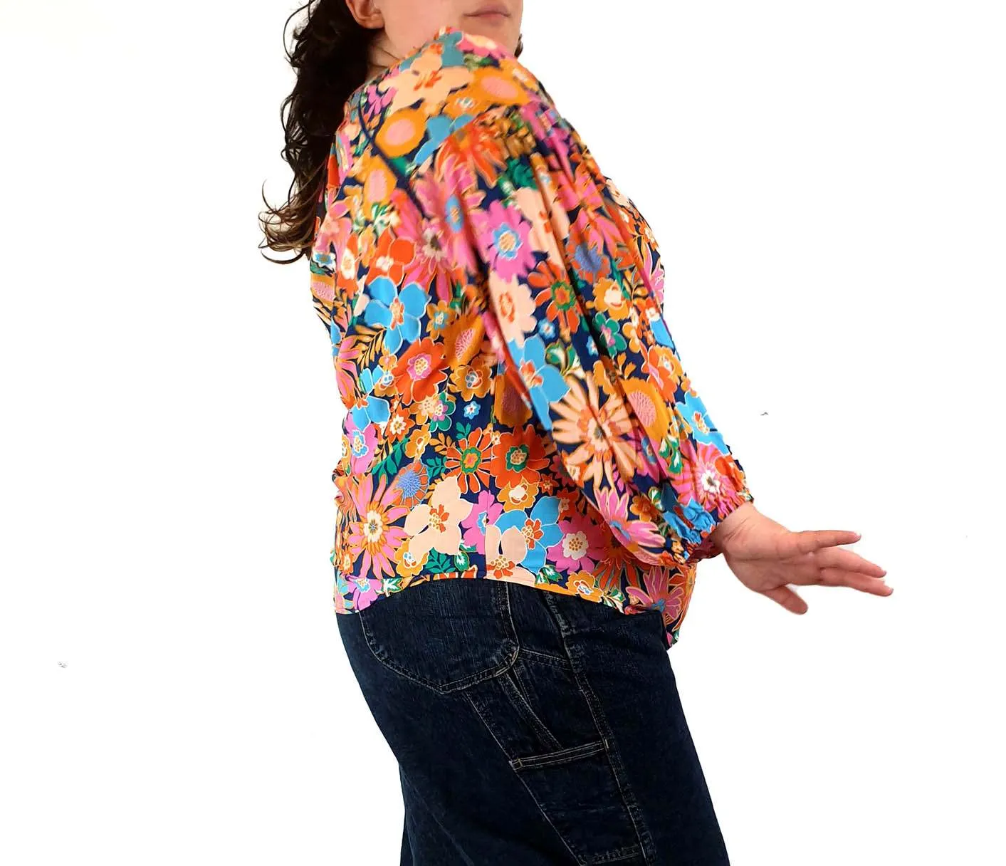 Henry Oscar floral print long sleeve top fits size 20-22