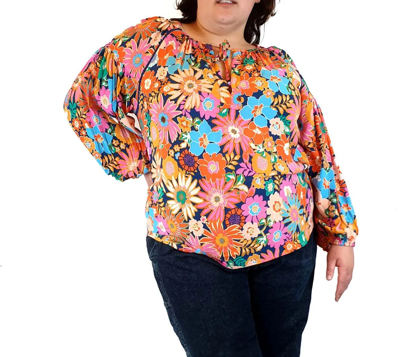 Henry Oscar floral print long sleeve top fits size 20-22