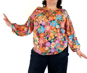 Henry Oscar floral print long sleeve top fits size 20-22