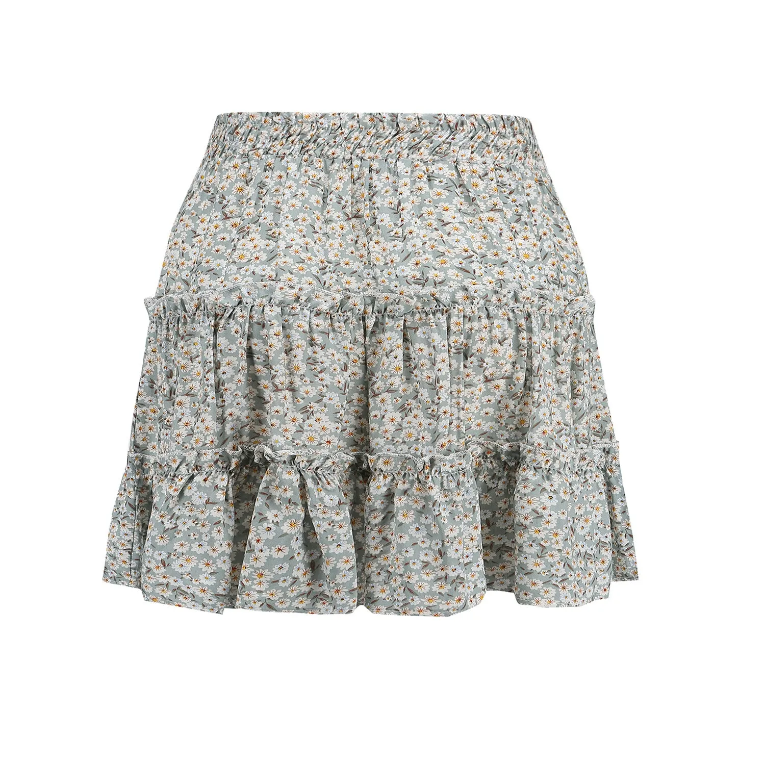 High-waisted Beach Floral Ruffled Skirt