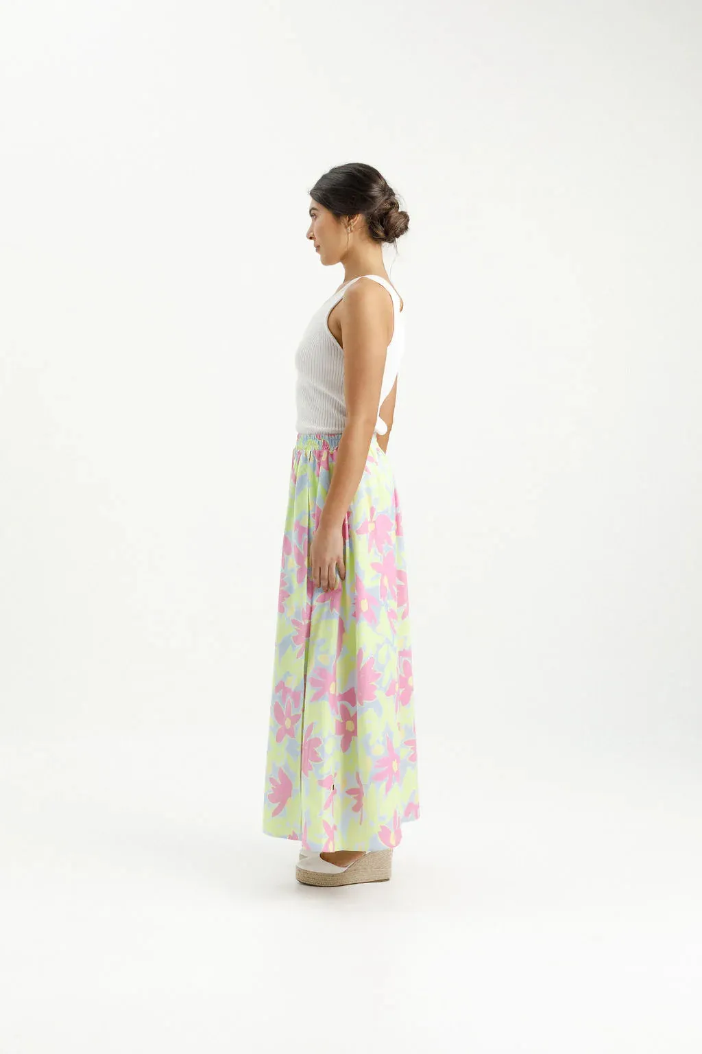 Home-lee X Label Elise Skirt - Lime Daises