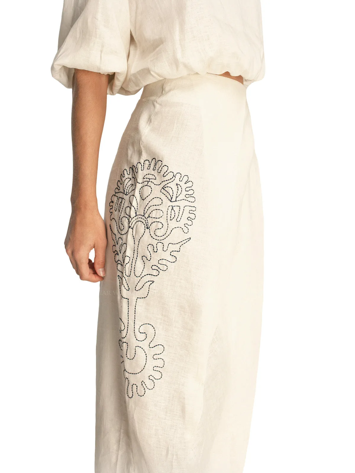 Ivette Linen Blouse-Stella Embroidered Linen Skirt ::RET