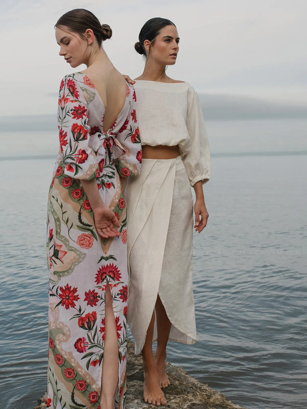 Ivette Linen Blouse-Stella Embroidered Linen Skirt ::RET