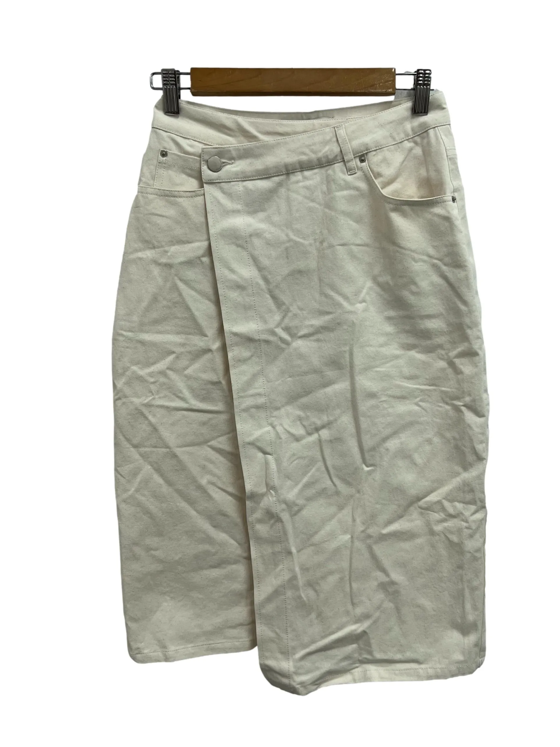 Ivory Asymmetrical Denim Skirt LB
