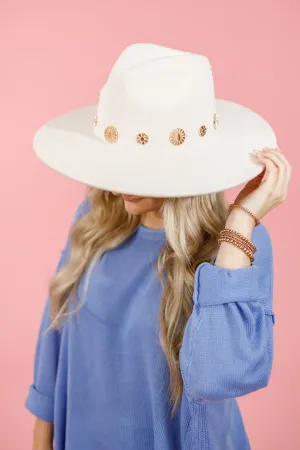 Ivory Disc Ribbon Brim Hat