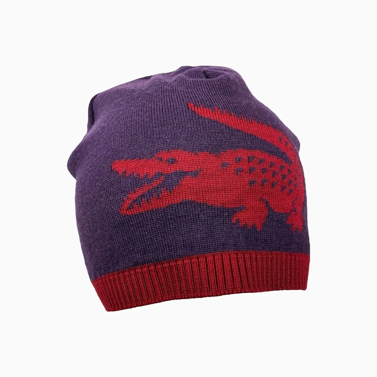 Jacquard Crocodile Wool Reversible Beanie Hat
