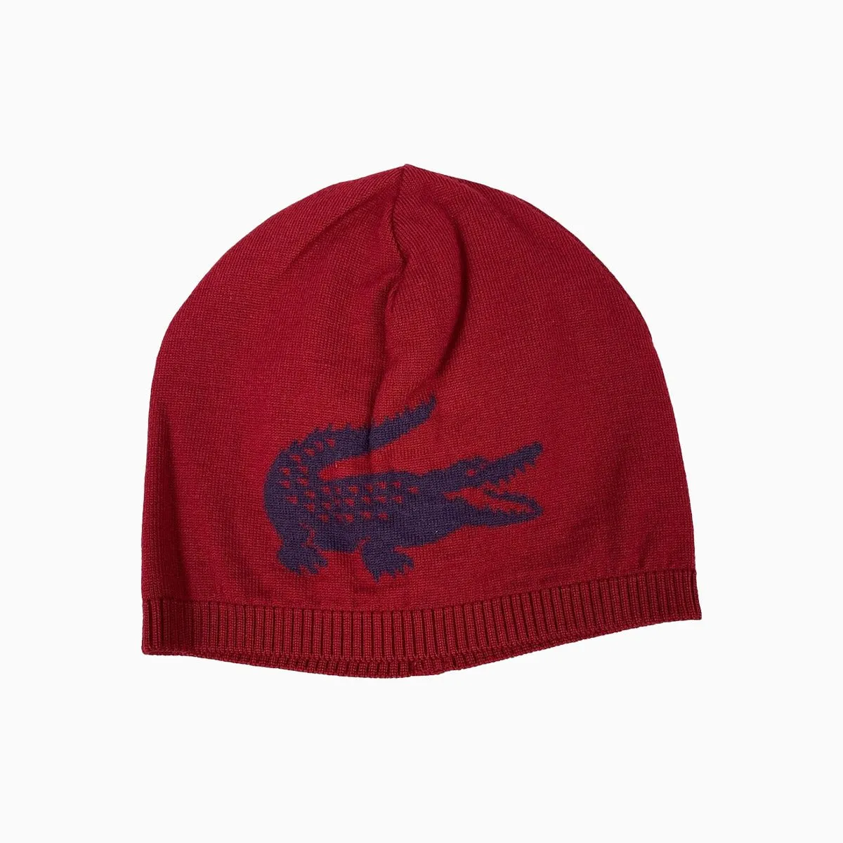 Jacquard Crocodile Wool Reversible Beanie Hat