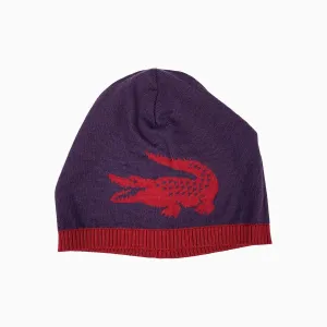 Jacquard Crocodile Wool Reversible Beanie Hat