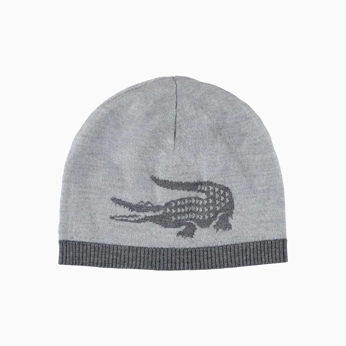 Jacquard Crocodile Wool Reversible Beanie Hat