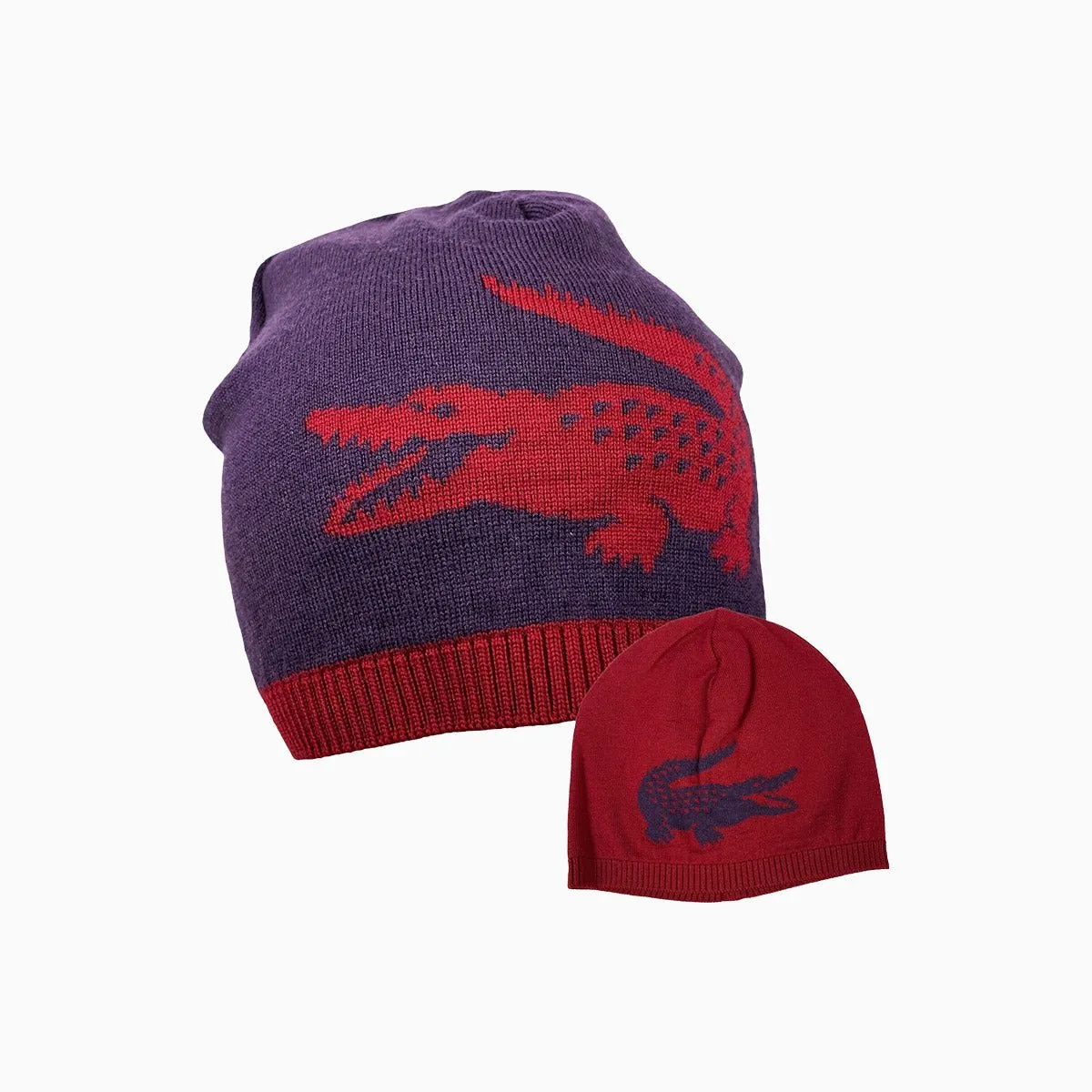 Jacquard Crocodile Wool Reversible Beanie Hat