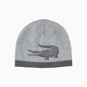 Jacquard Crocodile Wool Reversible Beanie Hat