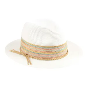 Jeanne Simmons Accessories Fedora Colorful Poly White Hat (Women's)