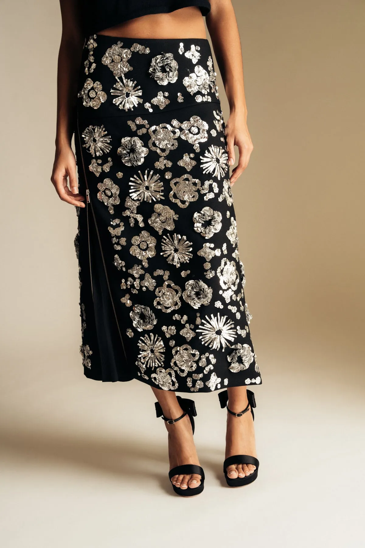 JIL SANDER | EMBROIDERED ASYMMETRICAL SKIRT