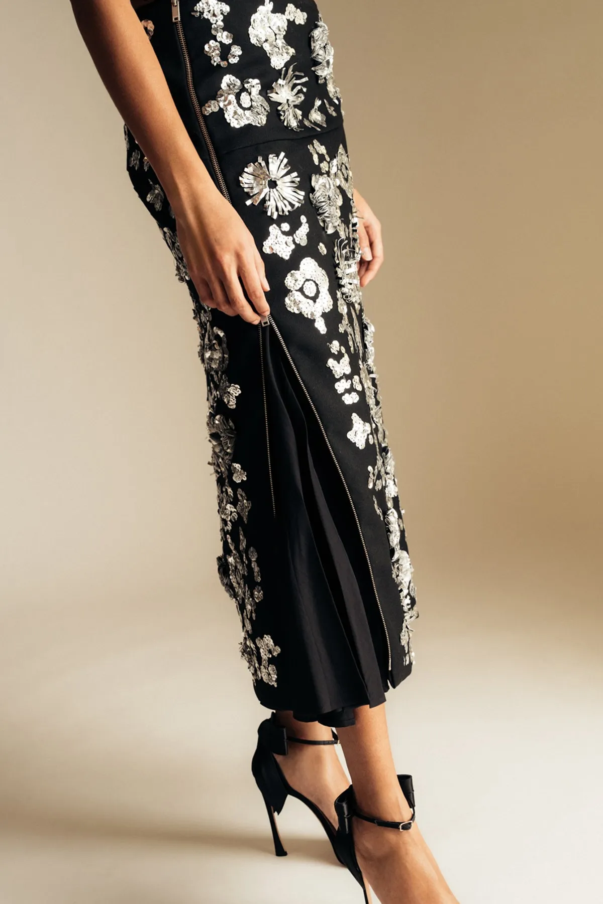 JIL SANDER | EMBROIDERED ASYMMETRICAL SKIRT