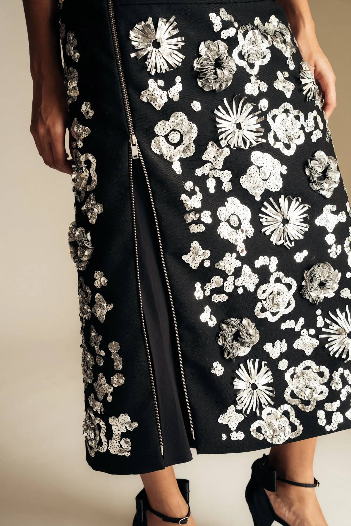 JIL SANDER | EMBROIDERED ASYMMETRICAL SKIRT
