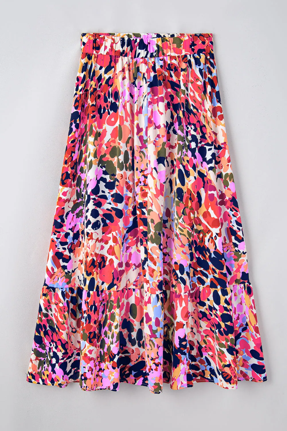 KaleaBoutique Abstract Floral Print Ruffled High Waist Maxi Skirt