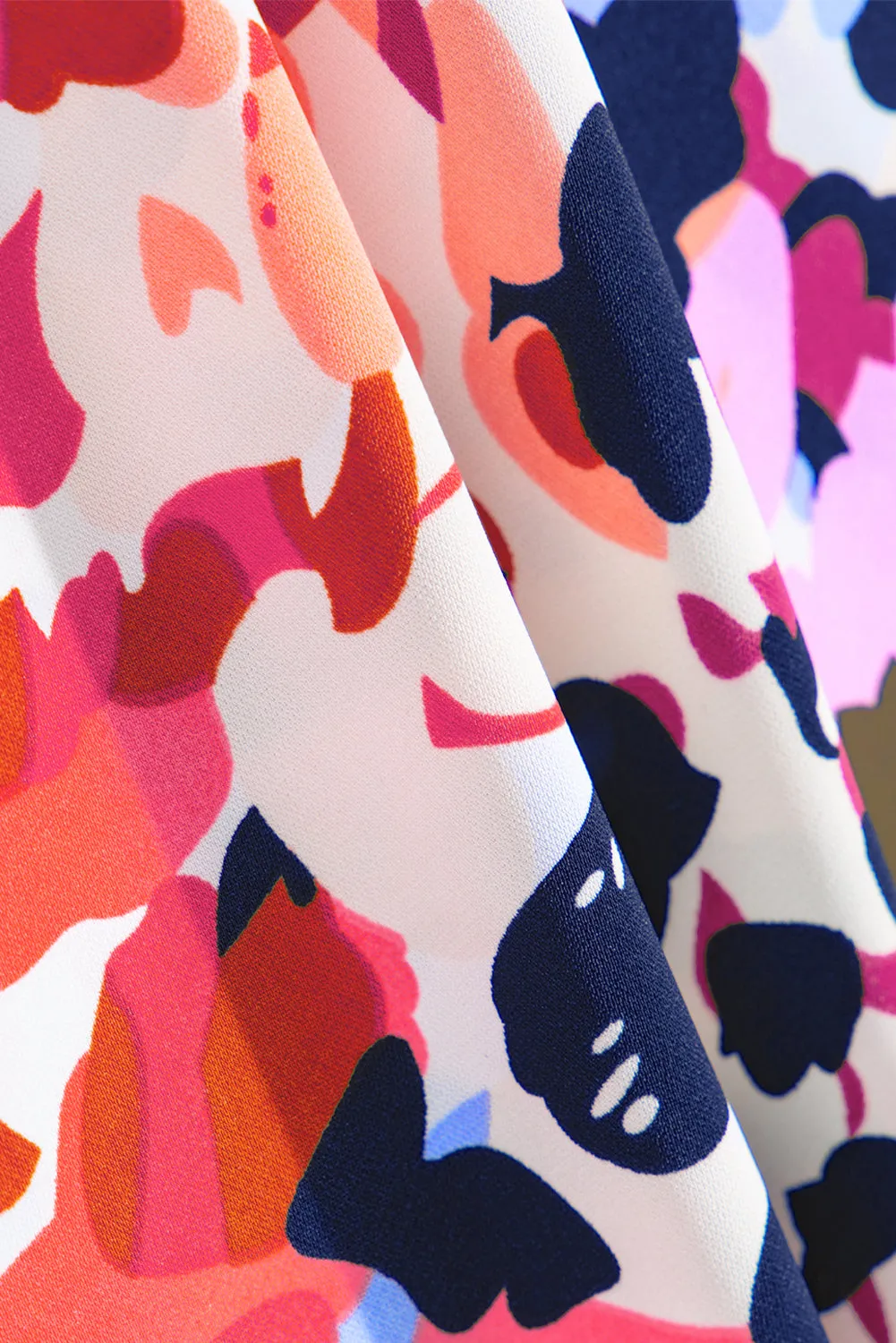 KaleaBoutique Abstract Floral Print Ruffled High Waist Maxi Skirt