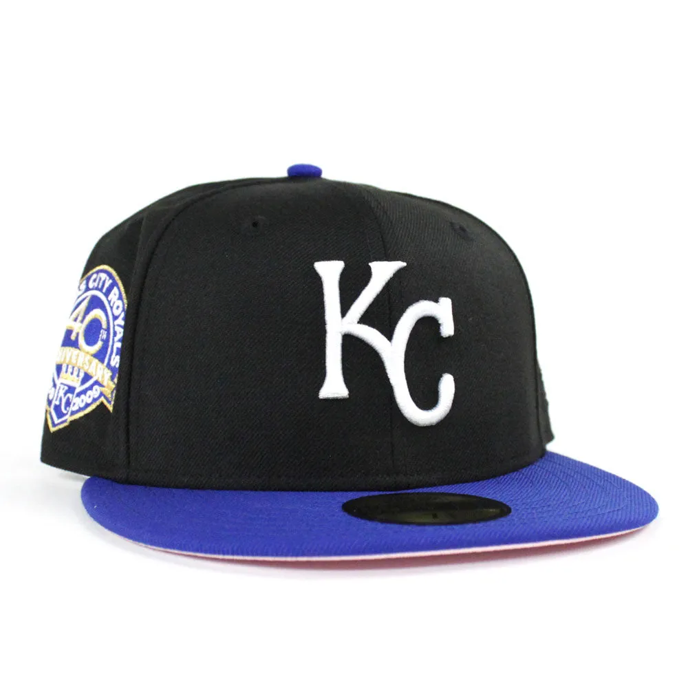 Kansas City Royals 4OTH ANNIVERSARY New Era 59Fifty Fitted Hat (Pink Under Brim)