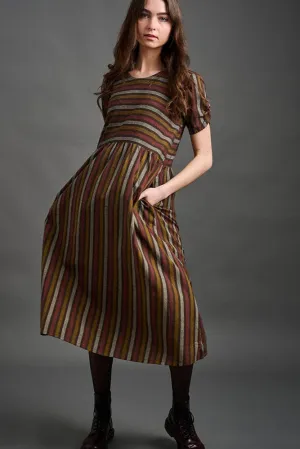 Kavita Dress Chocolate Stripe