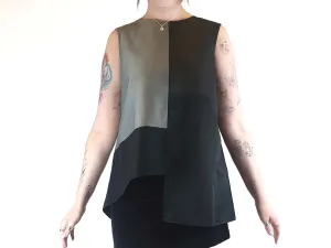 Keegan black and grey unique asymmetrical sleeveless top size L (fits sizes 12-14)