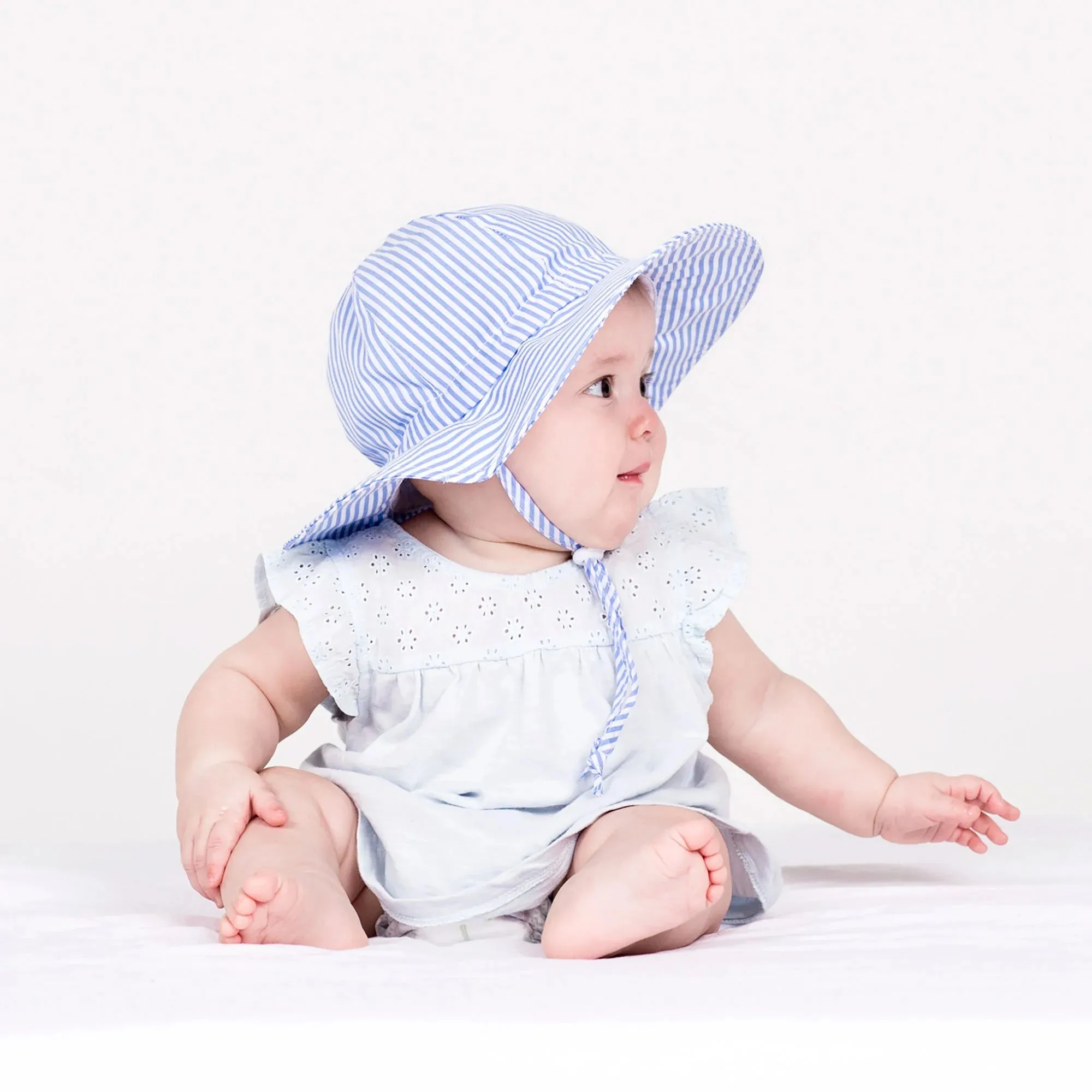 Kids Cotton Floppy Hats | Blue Stripes