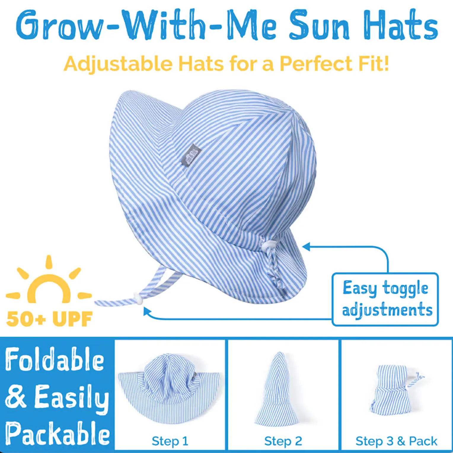 Kids Cotton Floppy Hats | Blue Stripes