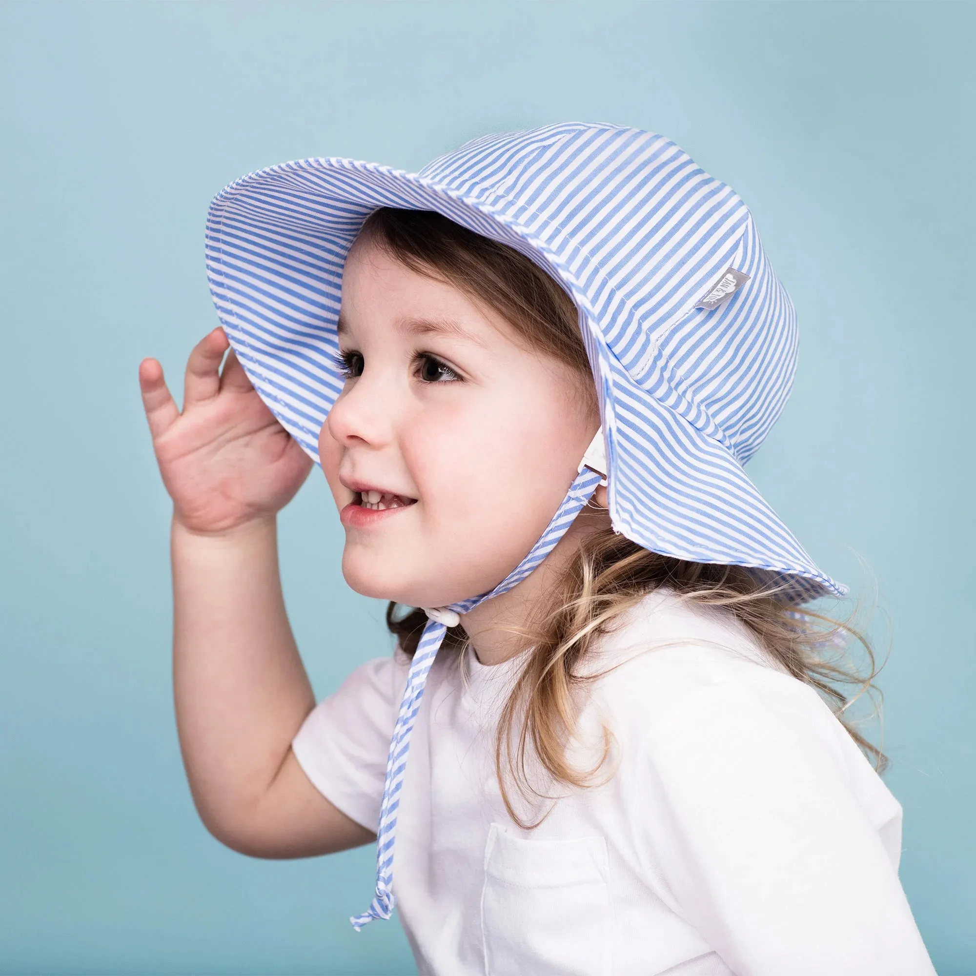 Kids Cotton Floppy Hats | Blue Stripes