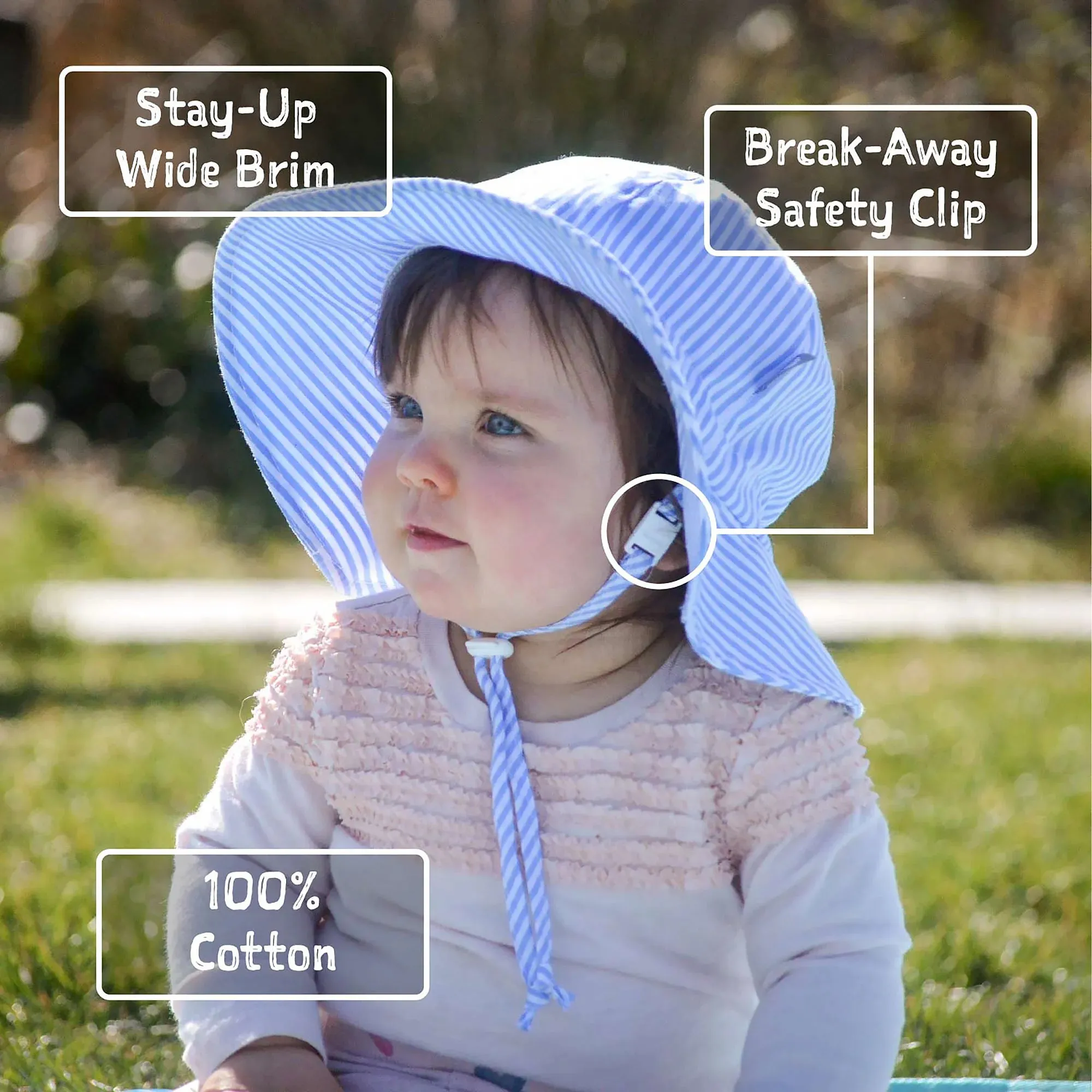 Kids Cotton Floppy Hats | Blue Stripes