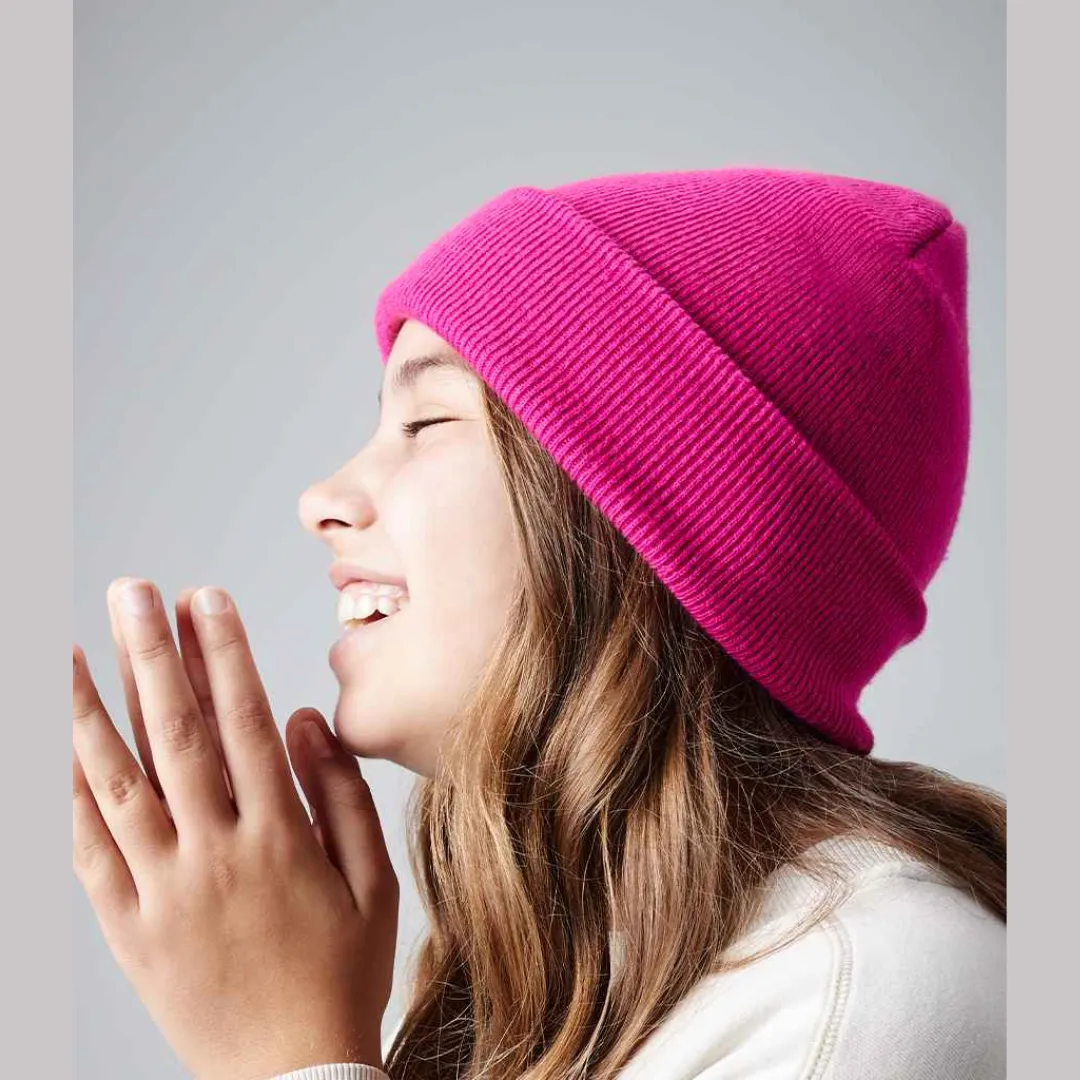 Kids Plain Beanie Hat - Red