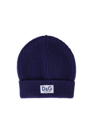 Knit wool hat with DG patch