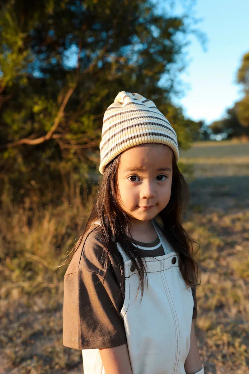 Knitted Stripe Beanie Clay Lime