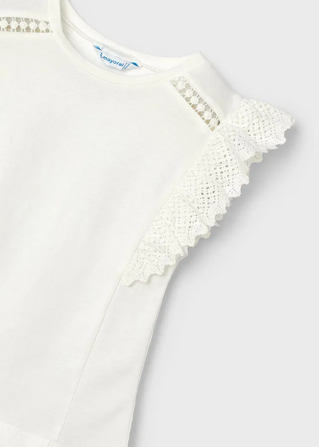 Lace Ruffle Sleeve Tank, Natural, 3082